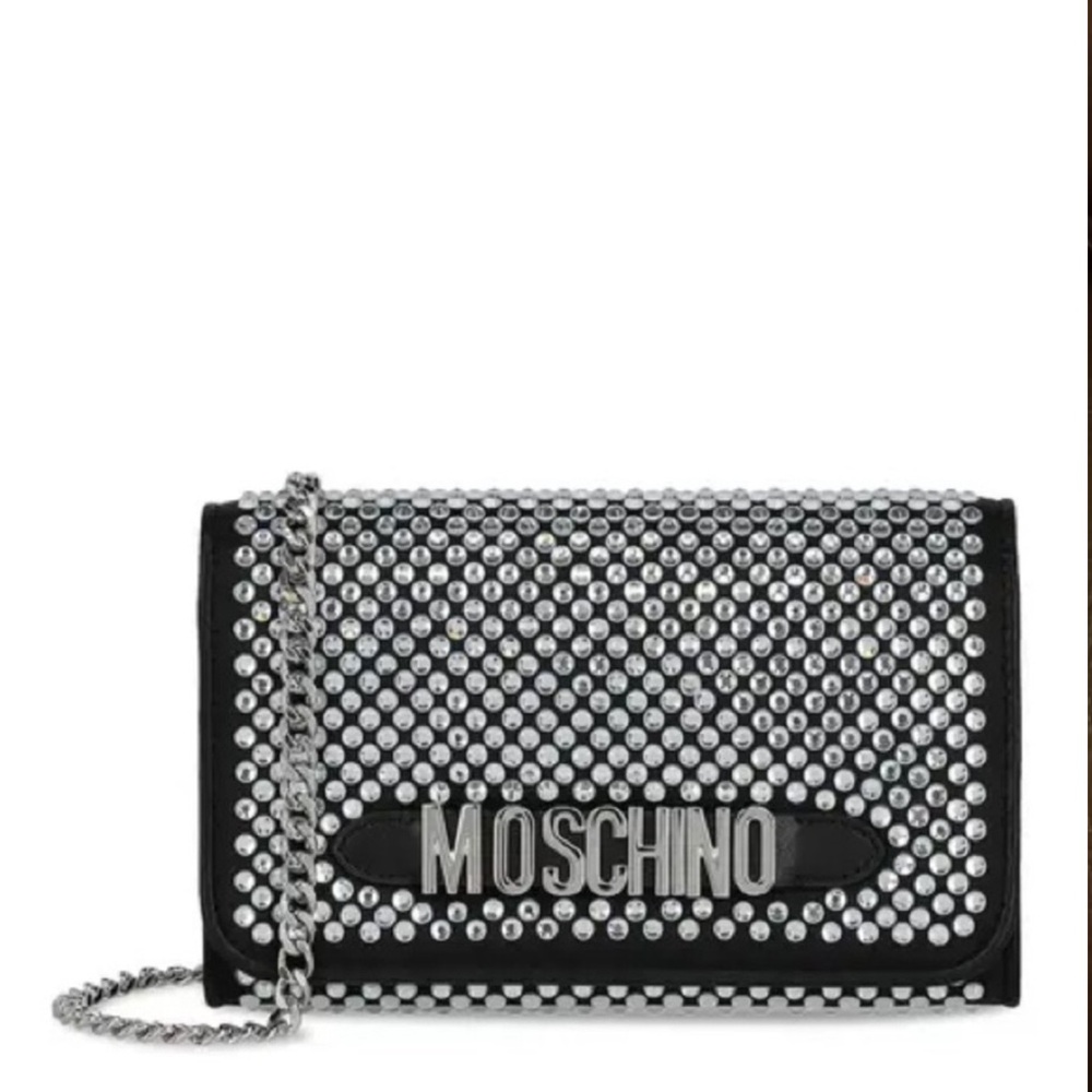 MOSCHINO Leather & Crystal Crossbody WOC